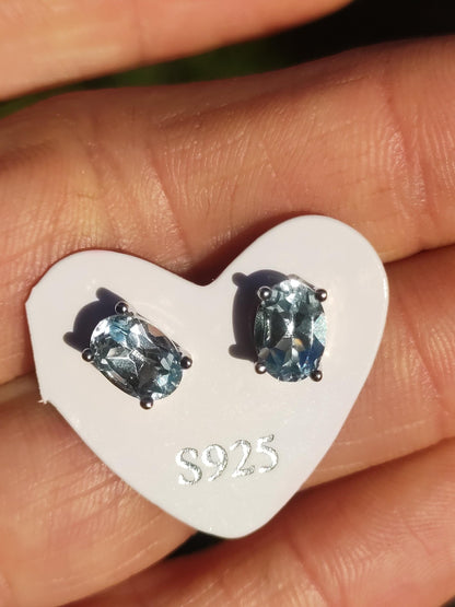 Topaz Topas hellblau Ohrstecker 925 Sterling Silber AAA Rarität Schmuck Frau Ohrringe Edelstein Heilstein Geschenk Schmuck Edel