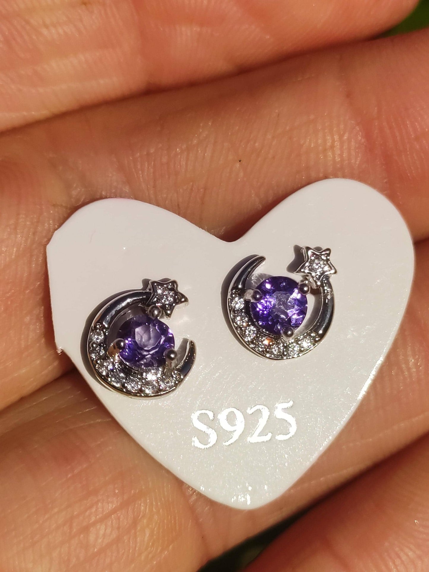 Boucles d'oreilles clous lune étoile en tanzanite bleue argent sterling 925 AAA rareté bijoux femme boucles d'oreilles pierre précieuse pierre de guérison cadeau bijoux précieux