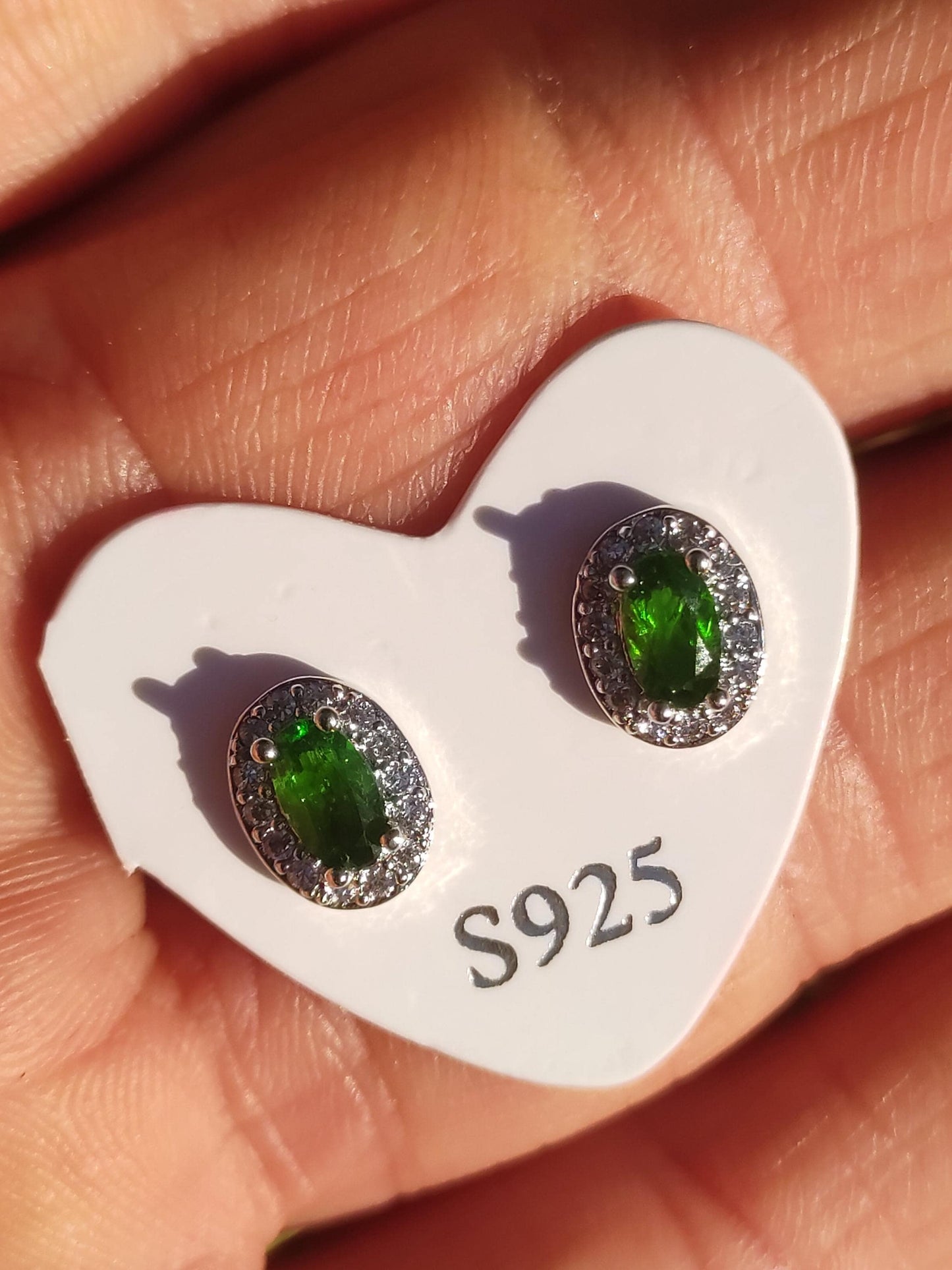 Clous d'oreilles en diopside vert Argent sterling 925 AAA Rareté Bijoux Femme Boucles d'oreilles Pierre précieuse Pierre de guérison Cadeau Bijoux Précieux Rare Pièce unique