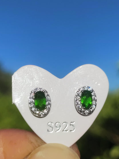 Clous d'oreilles en diopside vert Argent sterling 925 AAA Rareté Bijoux Femme Boucles d'oreilles Pierre précieuse Pierre de guérison Cadeau Bijoux Précieux Rare Pièce unique