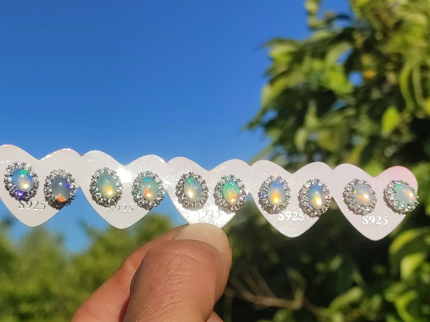 Ethiopian Opal AAA - 925 Sterling Silber Ohrstecker bunt Ohrringe Edelstein Heilstein Energie Frau Geschenk Schmuck Hochwertig Edel Rarität