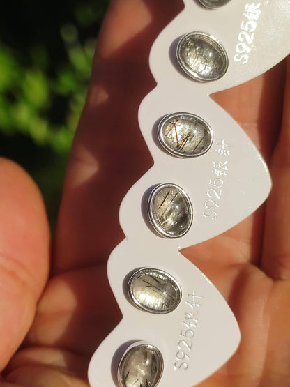 Quartz rutile noir AAA - Clous d'oreilles en argent sterling 925 Pierre précieuse Pierre de guérison Énergie Femme Cadeau Bijou Rareté précieuse