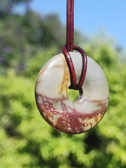 Picasso Jaspis 30mm Donut Edelstein Kette HIPPIE GOA Boho Ethno Nature Donut Schutzsymbol Heilstein Sammler Unikat Mann Frau Er Sie Geschenk