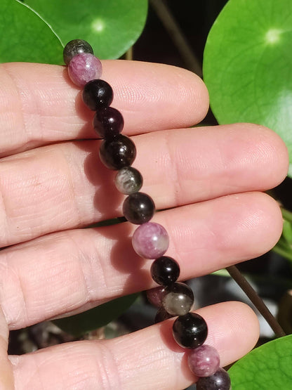 Tourmaline multicolore - Bracelet de pierres précieuses rouge rose fuchsia vert GOA Hippie Boho Pierre de guérison naturelle Cadeau Lui Elle Homme Femme Ami Énergie Force