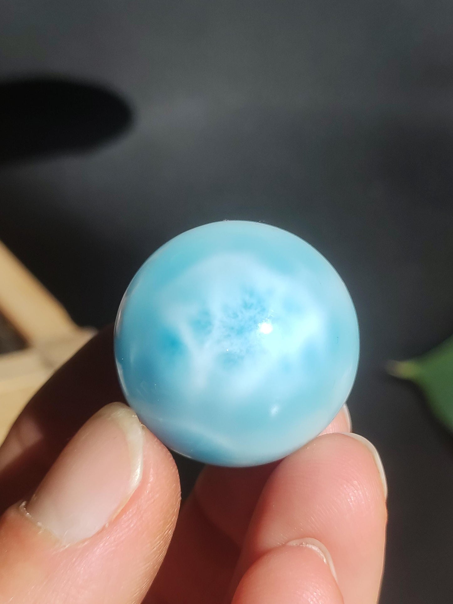 Larimar AAA *Fraktal* Edelstein Kugel blau Deko Sphere Kristall Geschenk blau Natur Heilstein Natur Sammler Mineral Geschenk Meer Himmel