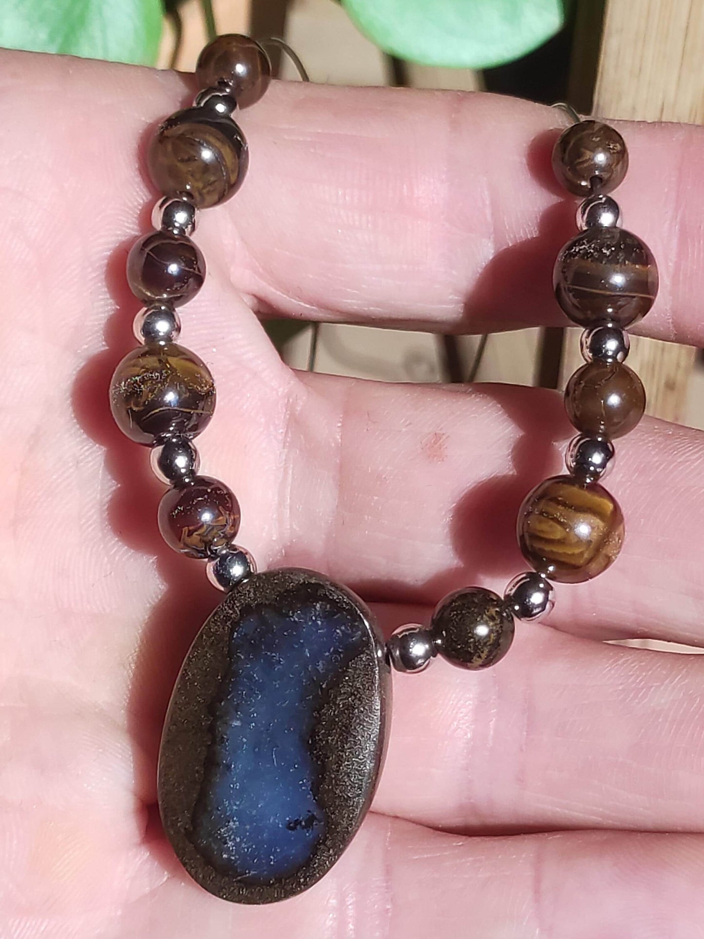 Boulder Opal - Designer Gemstone Beaded Necklace Meditation Prayer Necklace Mantra Boho Healing Stone Chakra Crystal Rarity Rare