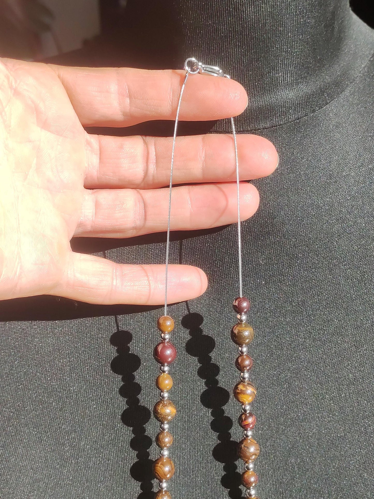 Boulder Opal - Designer Gemstone Beaded Necklace Meditation Prayer Necklace Mantra Boho Healing Stone Chakra Crystal Rarity Rare