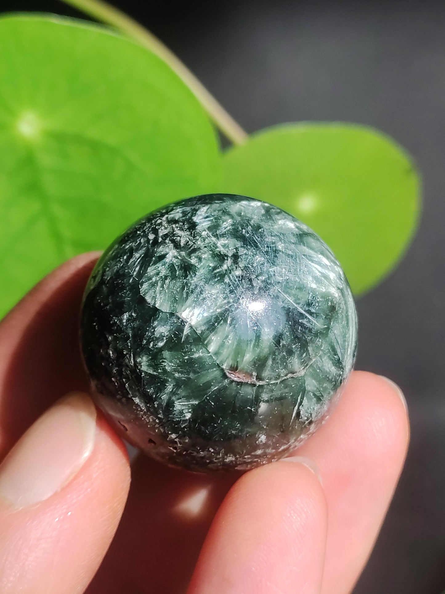 Seraphinite / Serafinite / Klinochlor ~ Magical Gemstone Ball Massage &amp; Decoration Sphere Crystal Play Ball Meditation HIPPIE GOA Healing Stone