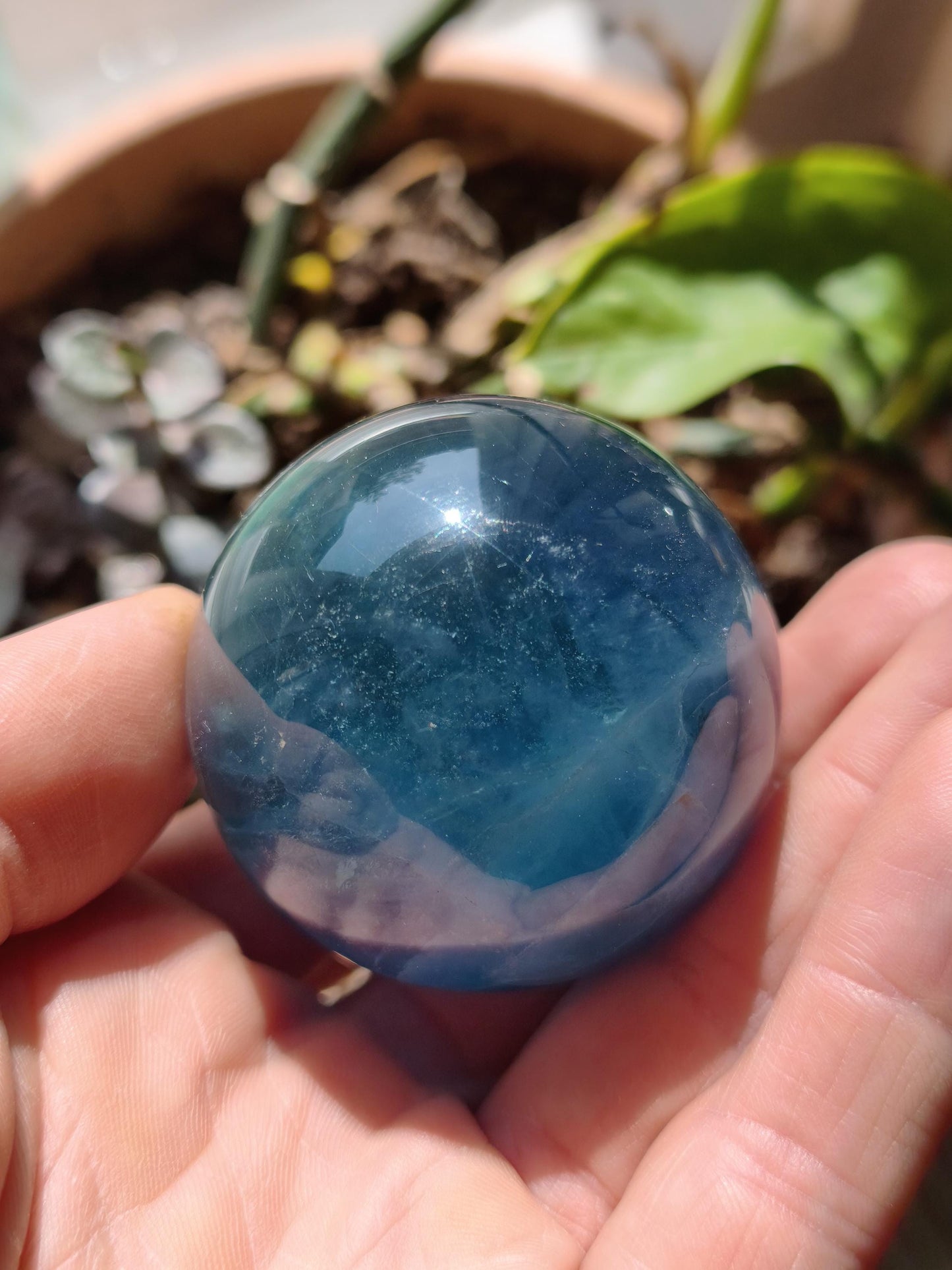 Fluorite bleu vert - Sphère pierre précieuse Déco Cristal lithothérapie Boule de méditation Cadeau Lui Elle Homme Femme petite amie Décoration Rareté