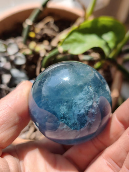Fluorite bleu vert - Sphère pierre précieuse Déco Cristal lithothérapie Boule de méditation Cadeau Lui Elle Homme Femme petite amie Décoration Rareté