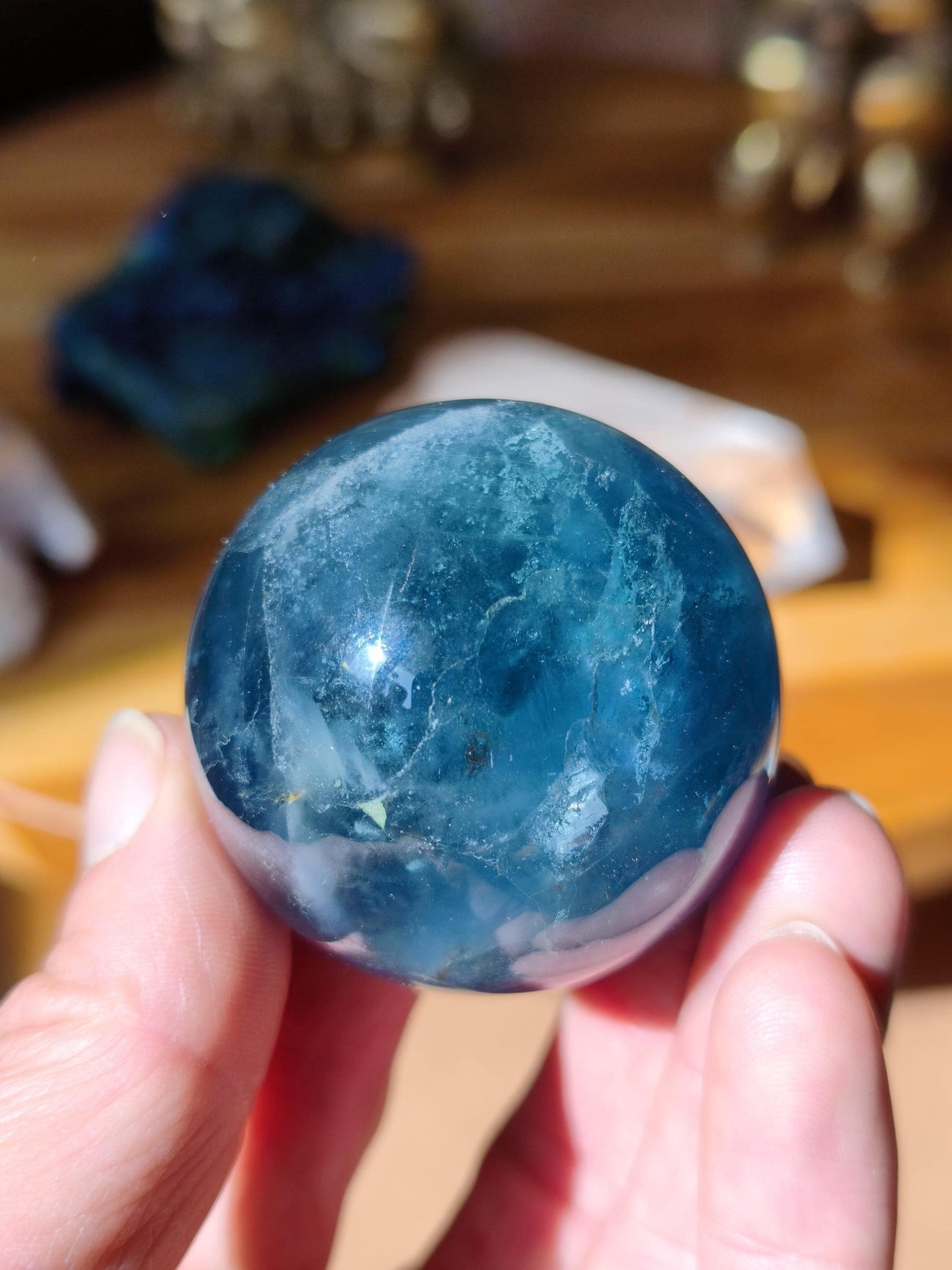 Fluorite bleu vert - Sphère pierre précieuse Déco Cristal lithothérapie Boule de méditation Cadeau Lui Elle Homme Femme petite amie Décoration Rareté