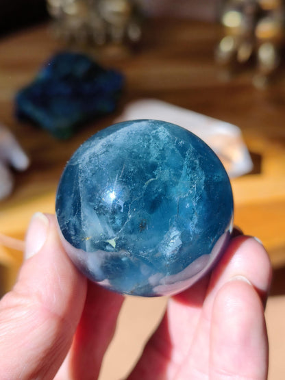 Fluorite bleu vert - Sphère pierre précieuse Déco Cristal lithothérapie Boule de méditation Cadeau Lui Elle Homme Femme petite amie Décoration Rareté