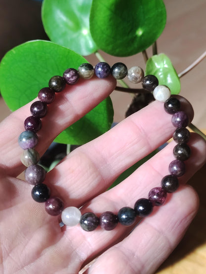 Tourmaline multicolore - Bracelet de pierres précieuses rouge rose fuchsia vert GOA Hippie Boho Pierre de guérison naturelle Cadeau Lui Elle Homme Femme Ami Énergie Force