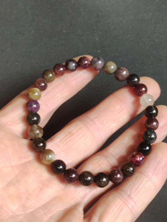 Tourmaline multicolore - Bracelet de pierres précieuses rouge rose fuchsia vert GOA Hippie Boho Pierre de guérison naturelle Cadeau Lui Elle Homme Femme Ami Énergie Force