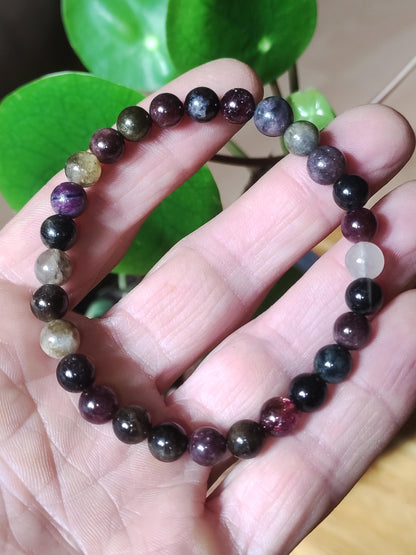 Tourmaline multicolore - Bracelet de pierres précieuses rouge rose fuchsia vert GOA Hippie Boho Pierre de guérison naturelle Cadeau Lui Elle Homme Femme Ami Énergie Force