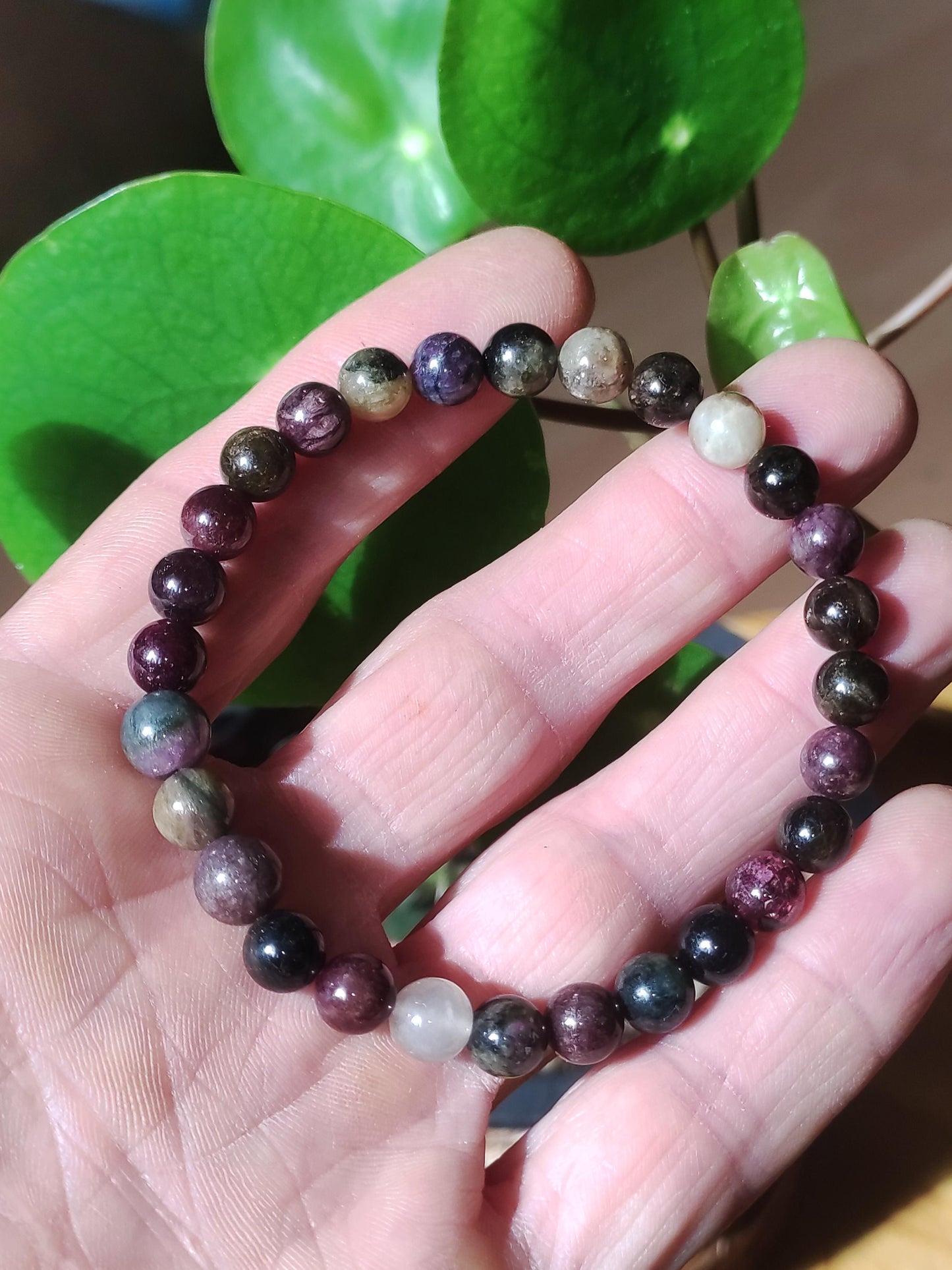 Tourmaline multicolore - Bracelet de pierres précieuses rouge rose fuchsia vert GOA Hippie Boho Pierre de guérison naturelle Cadeau Lui Elle Homme Femme Ami Énergie Force