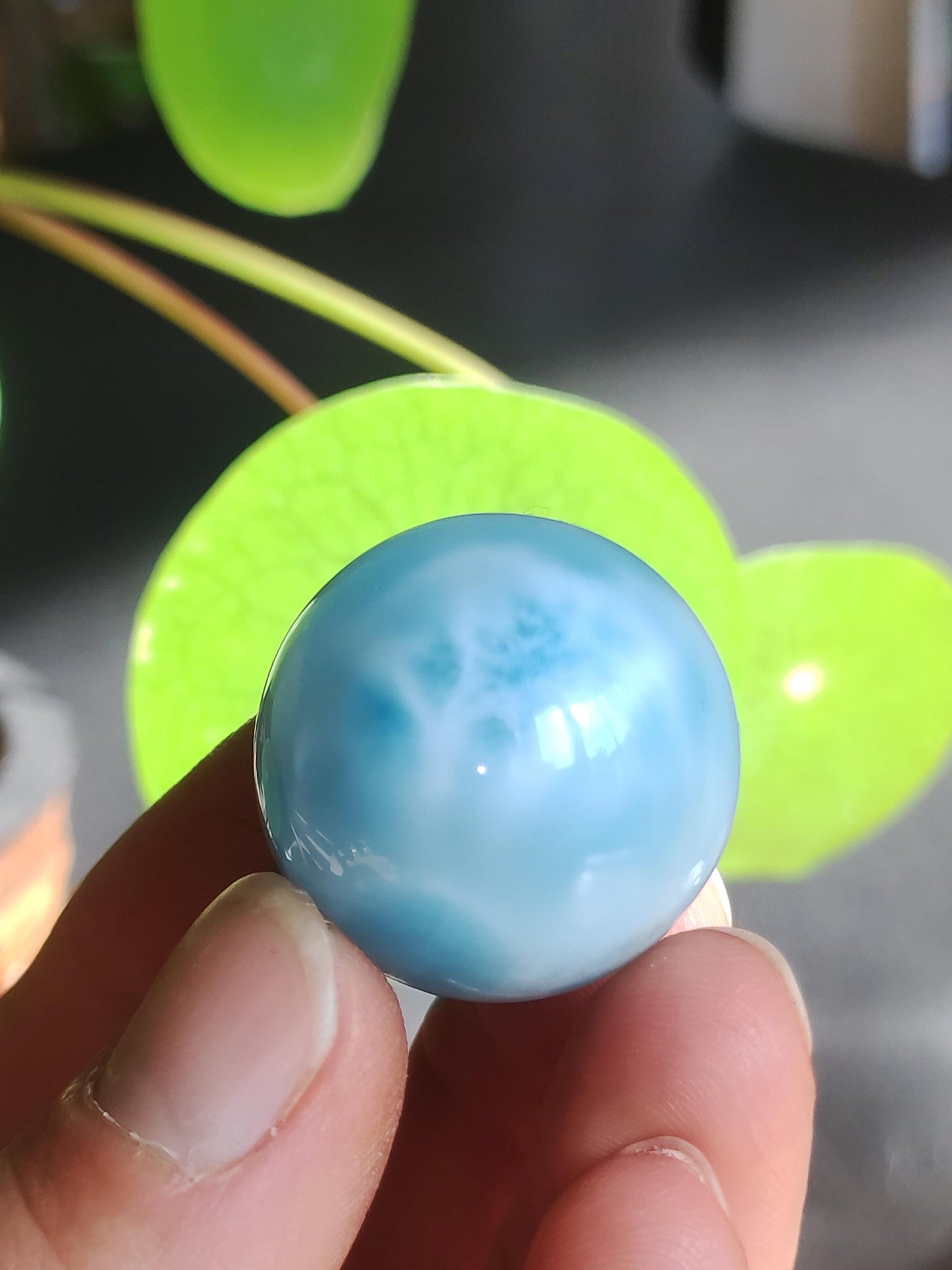 Larimar AAA *Fraktal* Edelstein Kugel blau Deko Sphere Kristall Geschenk blau Natur Heilstein Natur Sammler Mineral Geschenk Meer Himmel