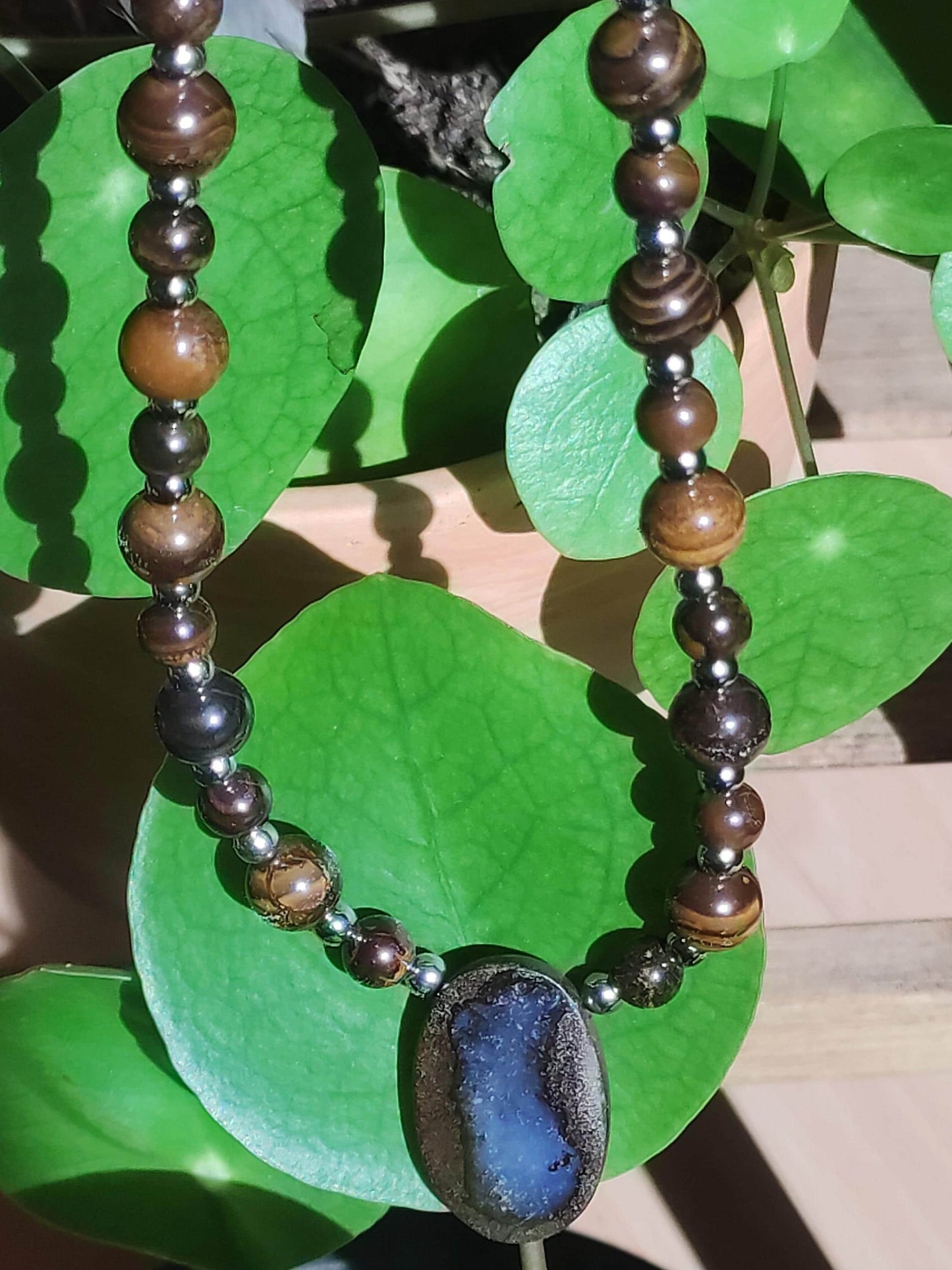 Boulder Opal - Designer Gemstone Beaded Necklace Meditation Prayer Necklace Mantra Boho Healing Stone Chakra Crystal Rarity Rare