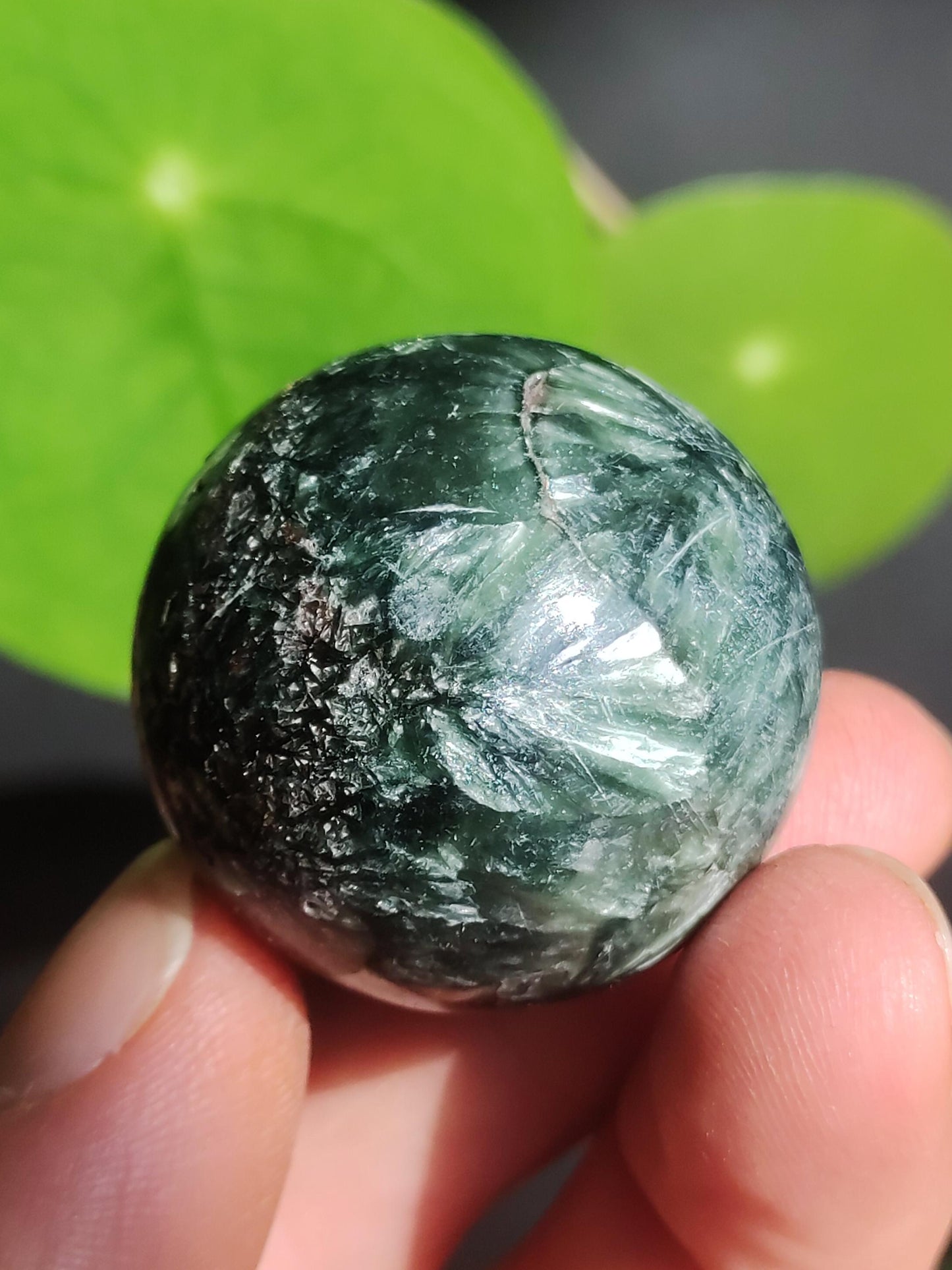 Seraphinite / Serafinite / Klinochlor ~ Magical Gemstone Ball Massage &amp; Decoration Sphere Crystal Play Ball Meditation HIPPIE GOA Healing Stone