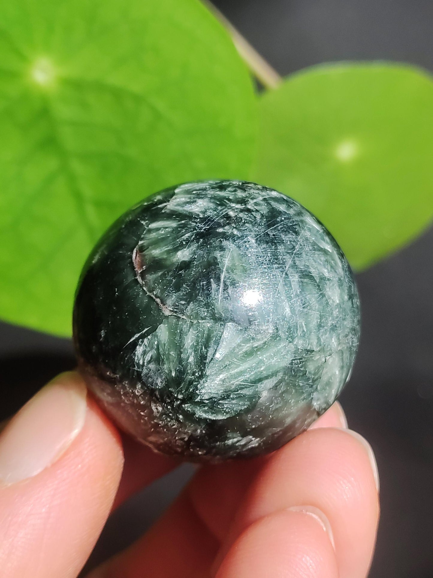 Seraphinite / Serafinite / Klinochlor ~ Magical Gemstone Ball Massage &amp; Decoration Sphere Crystal Play Ball Meditation HIPPIE GOA Healing Stone