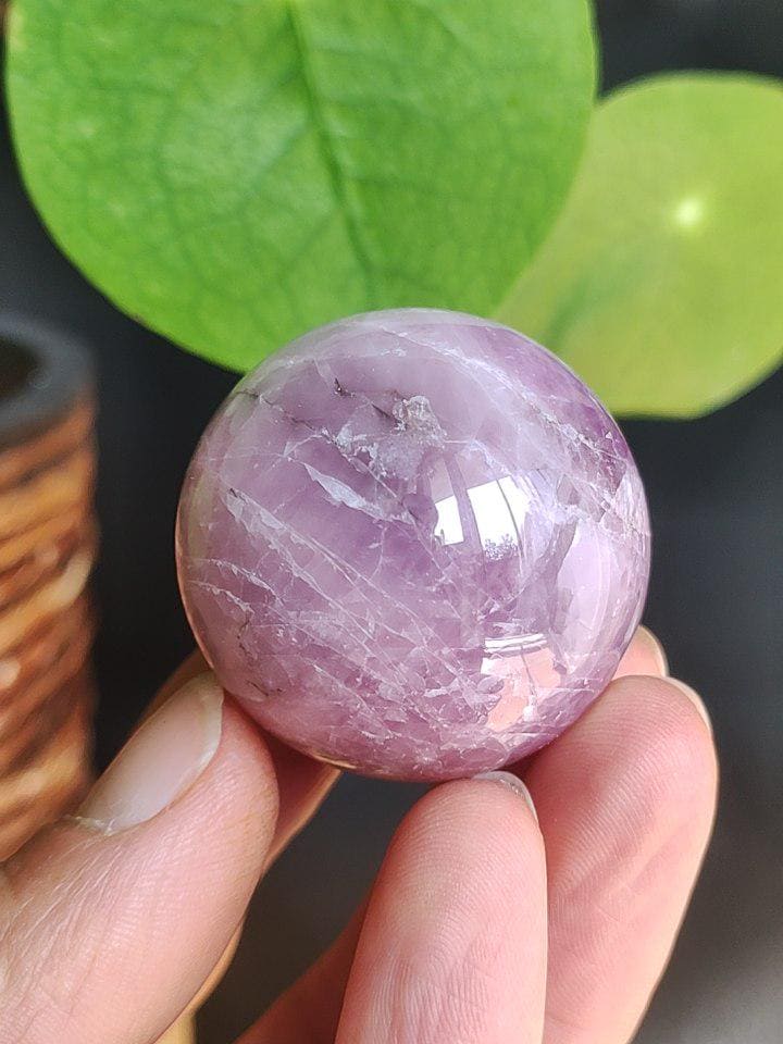 Kunzite - Gemstone Sphere Decoration Home Living Crystal HIPPIE Healing Stone Rarity Rare Woman Man Gift Him Her