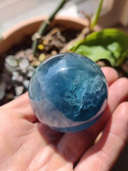 Fluorite bleu vert - Sphère pierre précieuse Déco Cristal lithothérapie Boule de méditation Cadeau Lui Elle Homme Femme petite amie Décoration Rareté