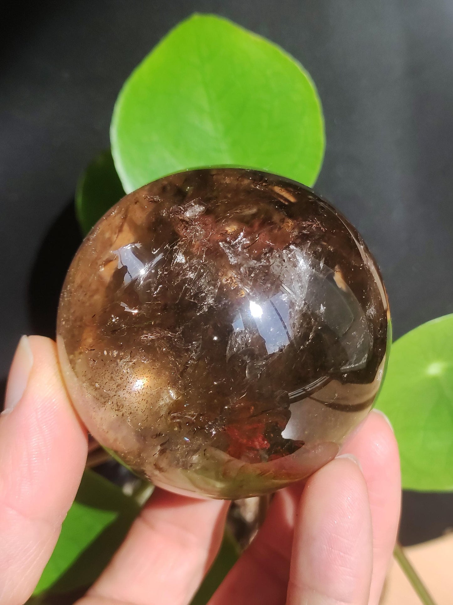 Rauchquarz Smokey Quarz Regenbogen ~ Magische Edelstein Kugel Massage & Deko Sphere Crystal Spielkugel Meditation ~HIPPIE ~Heilstein Rarität