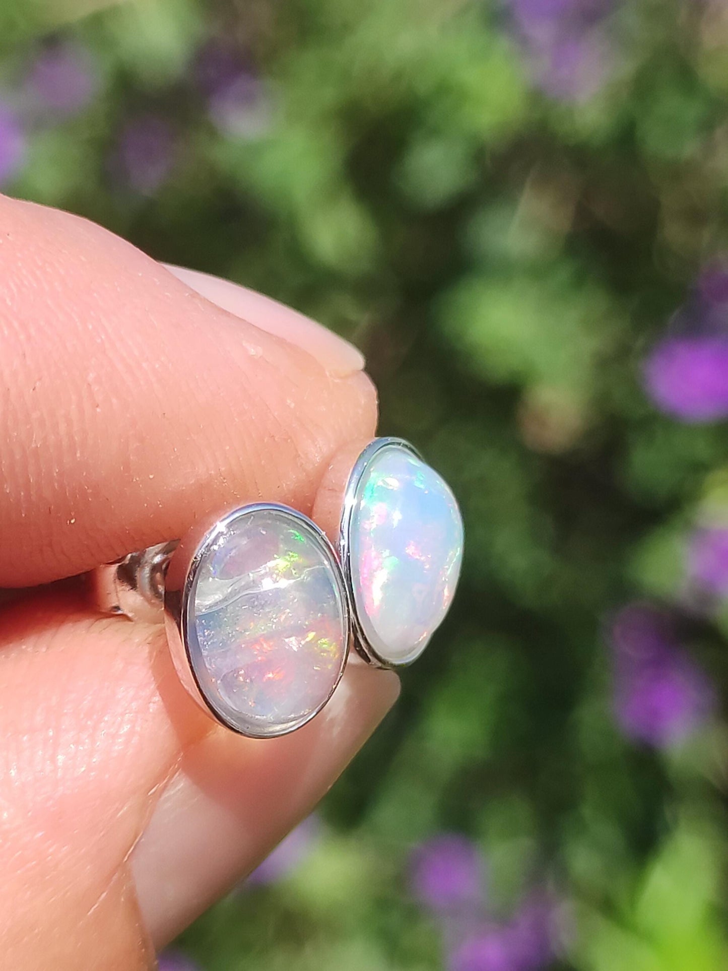 Boucles d'oreilles à tige en opale éthiopienne AAA - Argent sterling 925 - Pierre précieuse colorée - Pierre de guérison - Énergie - Cadeau pour femme - Bijoux de haute qualité - Précieux et rare