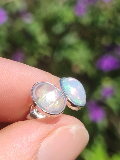 Boucles d'oreilles à tige en opale éthiopienne AAA - Argent sterling 925 - Pierre précieuse colorée - Pierre de guérison - Énergie - Cadeau pour femme - Bijoux de haute qualité - Précieux et rare