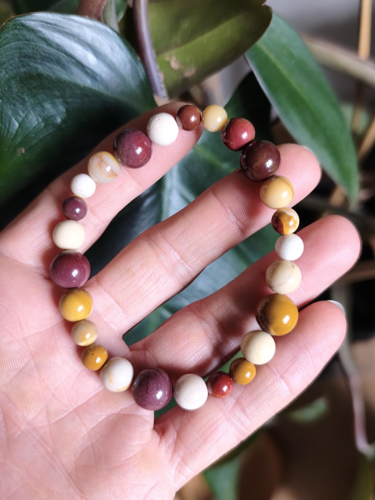 Mookait ~ Edelstein Armband Stretch Hippie Boho Ethno Indie Natur Heilstein Kristalle Energie Chakra Geschenk Frau Mann Bruder Unikat