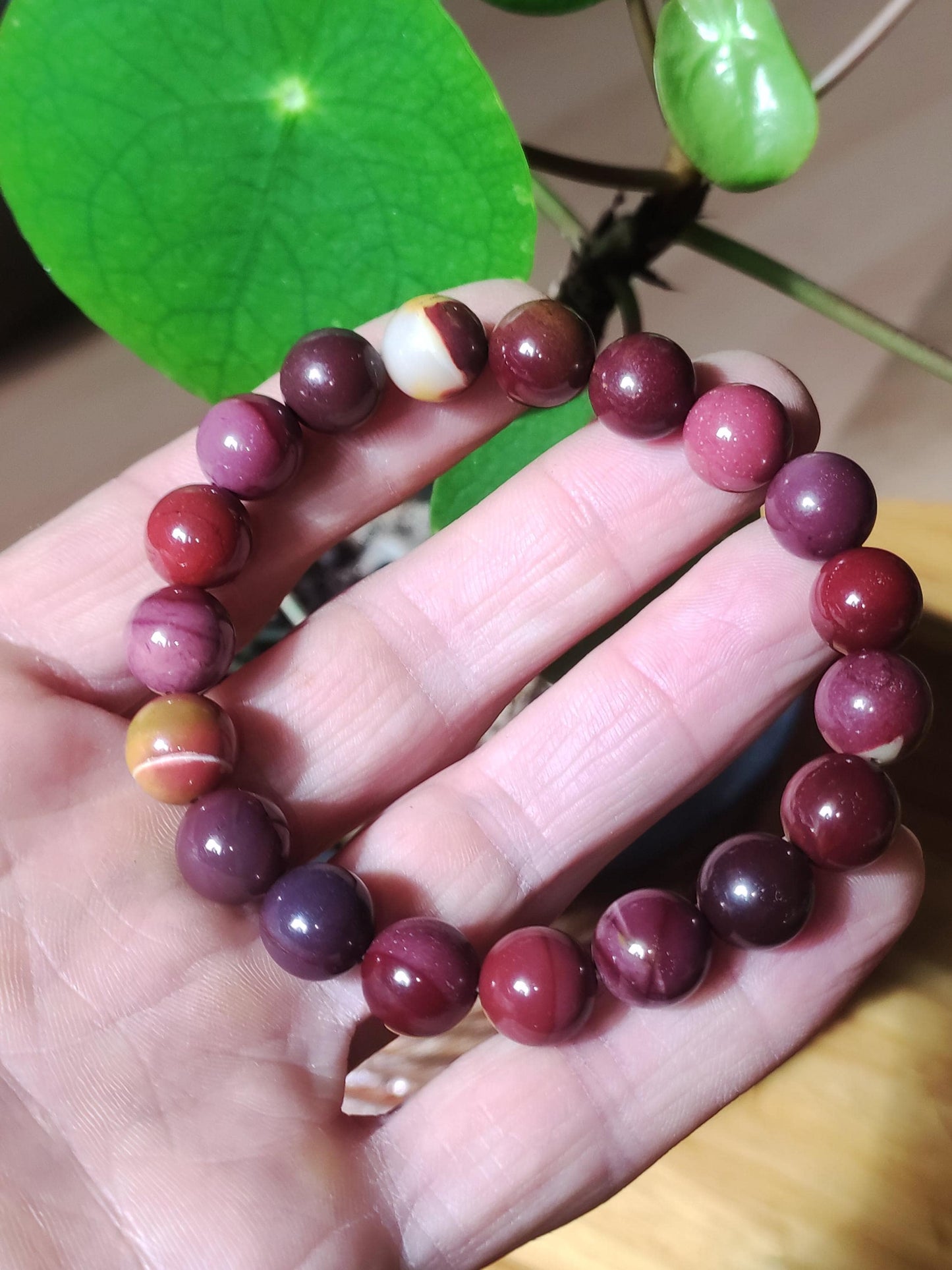 10mm Mookaite ~ Gemstone Bracelet Stretch Hippie Boho Ethnic Indie Natural Healing Stone Crystals Energy Chakra Gift Woman Man Brother Unique Piece