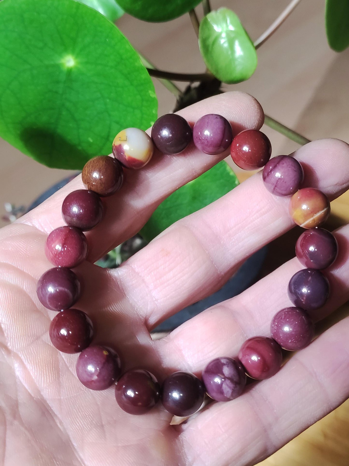 10mm Mookaite ~ Gemstone Bracelet Stretch Hippie Boho Ethnic Indie Natural Healing Stone Crystals Energy Chakra Gift Woman Man Brother Unique Piece