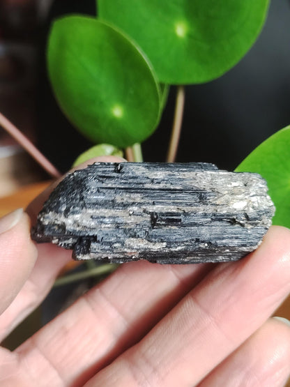 Black Tourmaline (Schorl) - Raw Polished Specimen - Large Decorative Piece Energy Healing Radiation Protection Stone Gemstone Gift Home Apartment