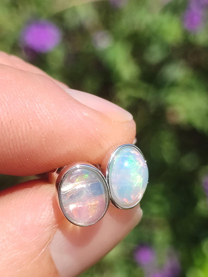 Boucles d'oreilles à tige en opale éthiopienne AAA - Argent sterling 925 - Pierre précieuse colorée - Pierre de guérison - Énergie - Cadeau pour femme - Bijoux de haute qualité - Précieux et rare