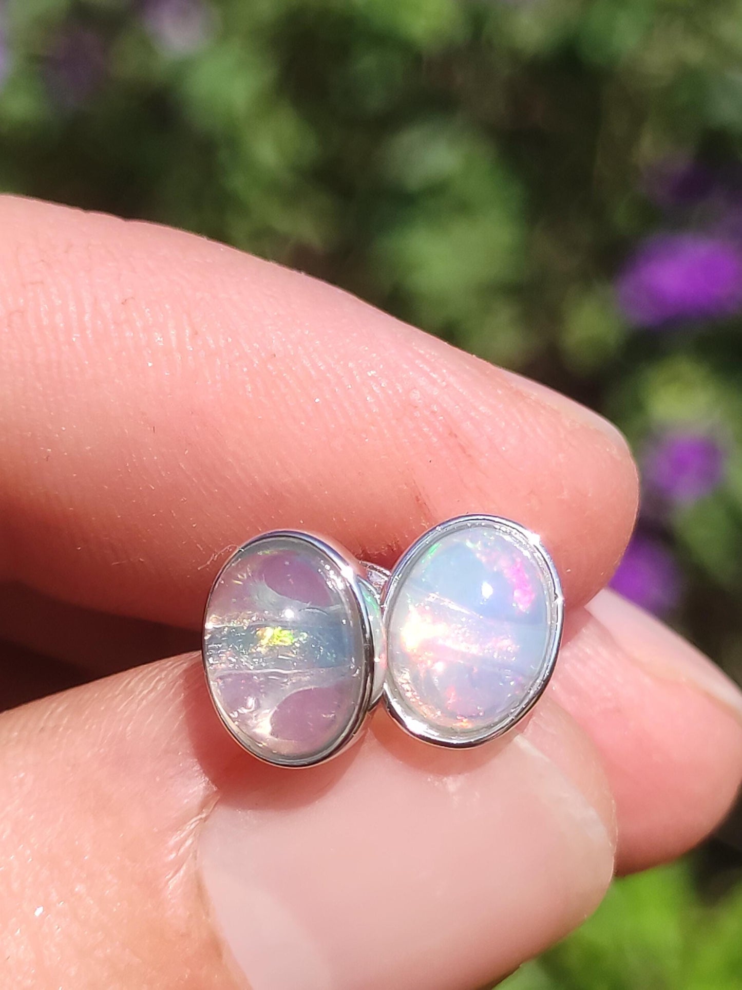 Boucles d'oreilles à tige en opale éthiopienne AAA - Argent sterling 925 - Pierre précieuse colorée - Pierre de guérison - Énergie - Cadeau pour femme - Bijoux de haute qualité - Précieux et rare