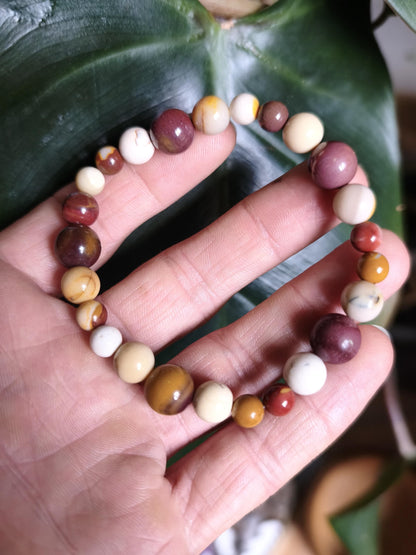 Mookait ~ Edelstein Armband Stretch Hippie Boho Ethno Indie Natur Heilstein Kristalle Energie Chakra Geschenk Frau Mann Bruder Unikat