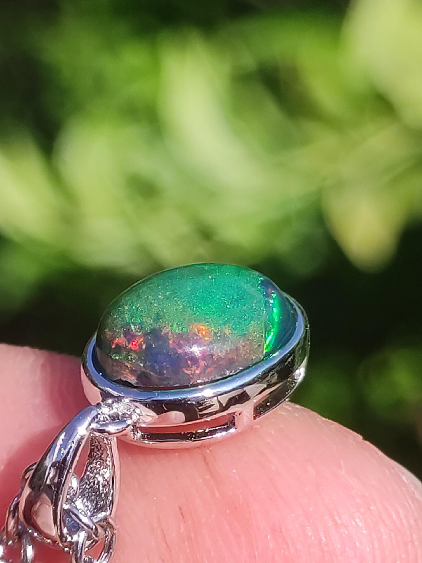AAA Ethiopian Black Opal 925 Silber - Edelstein Kette bunt Rarität Edel Natur Heilstein Kristalle Anhänger Mann Frau Geschenk Er Sie Edel