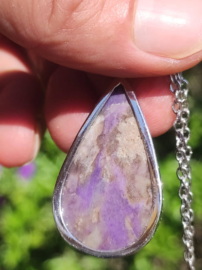 Collier en pierre précieuse violette en argent 925 de Sugilite / Sugilite AAA, pierre de guérison naturelle, énergie, rareté, homme, femme, il, elle, cadeau noble de haute qualité