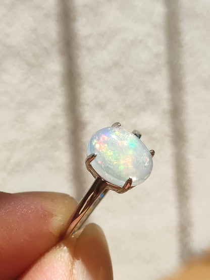 Opale éthiopienne AAA - Bague en argent 925 réglable - Pierre précieuse de guérison, puissance énergétique, bague vintage pour femme, cadeau de haute qualité pour sa femme, sa mère