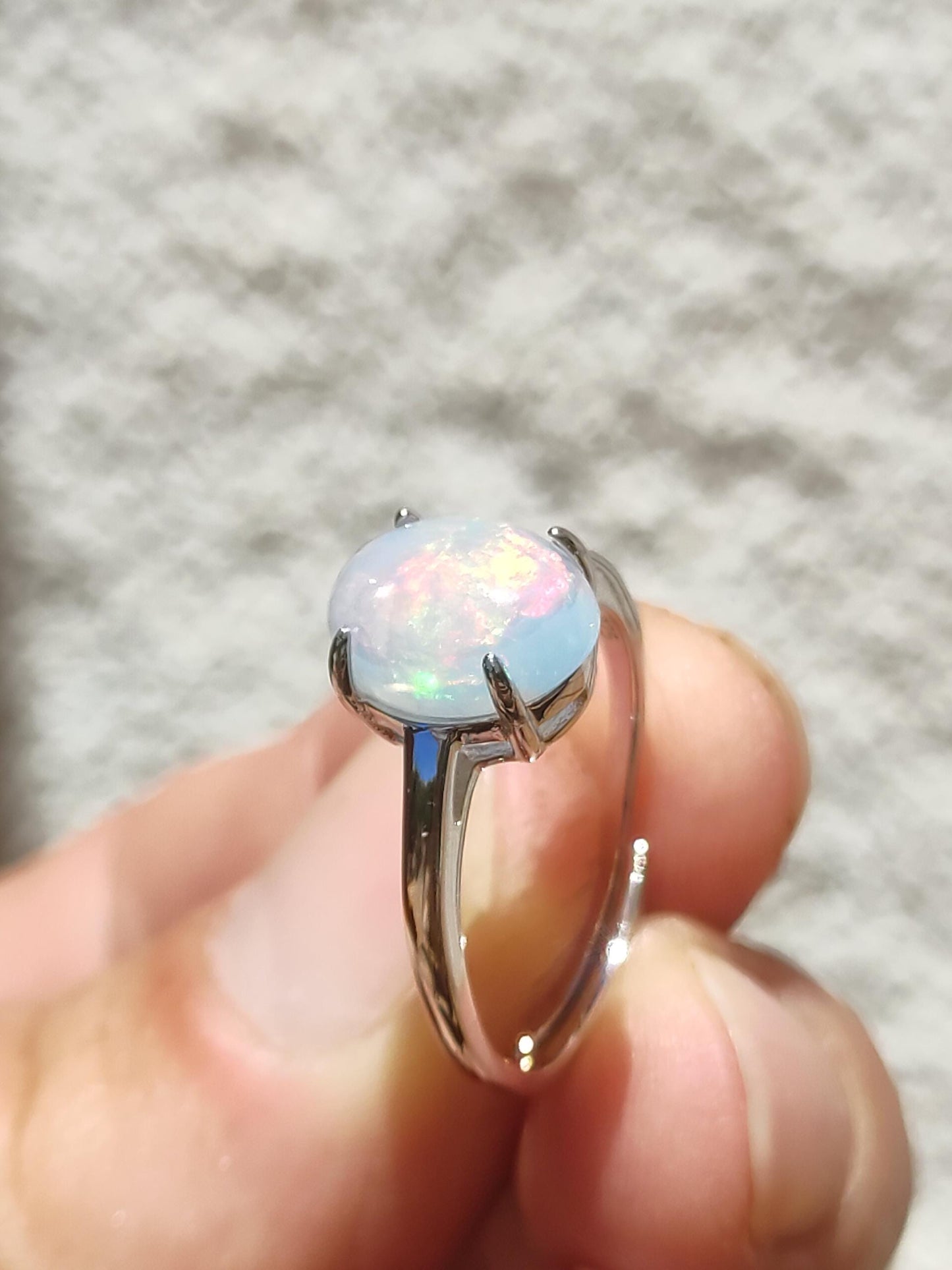 Opale éthiopienne AAA - Bague en argent 925 réglable - Pierre précieuse de guérison, puissance énergétique, bague vintage pour femme, cadeau de haute qualité pour sa femme, sa mère