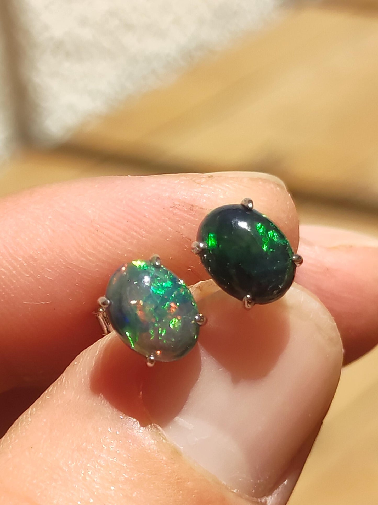Ethiopian Black Opal AAA - 925 Sterling Silver Colorful Stud Earrings Gemstone Healing Stone Energy Woman Gift Jewelry Precious Rarity