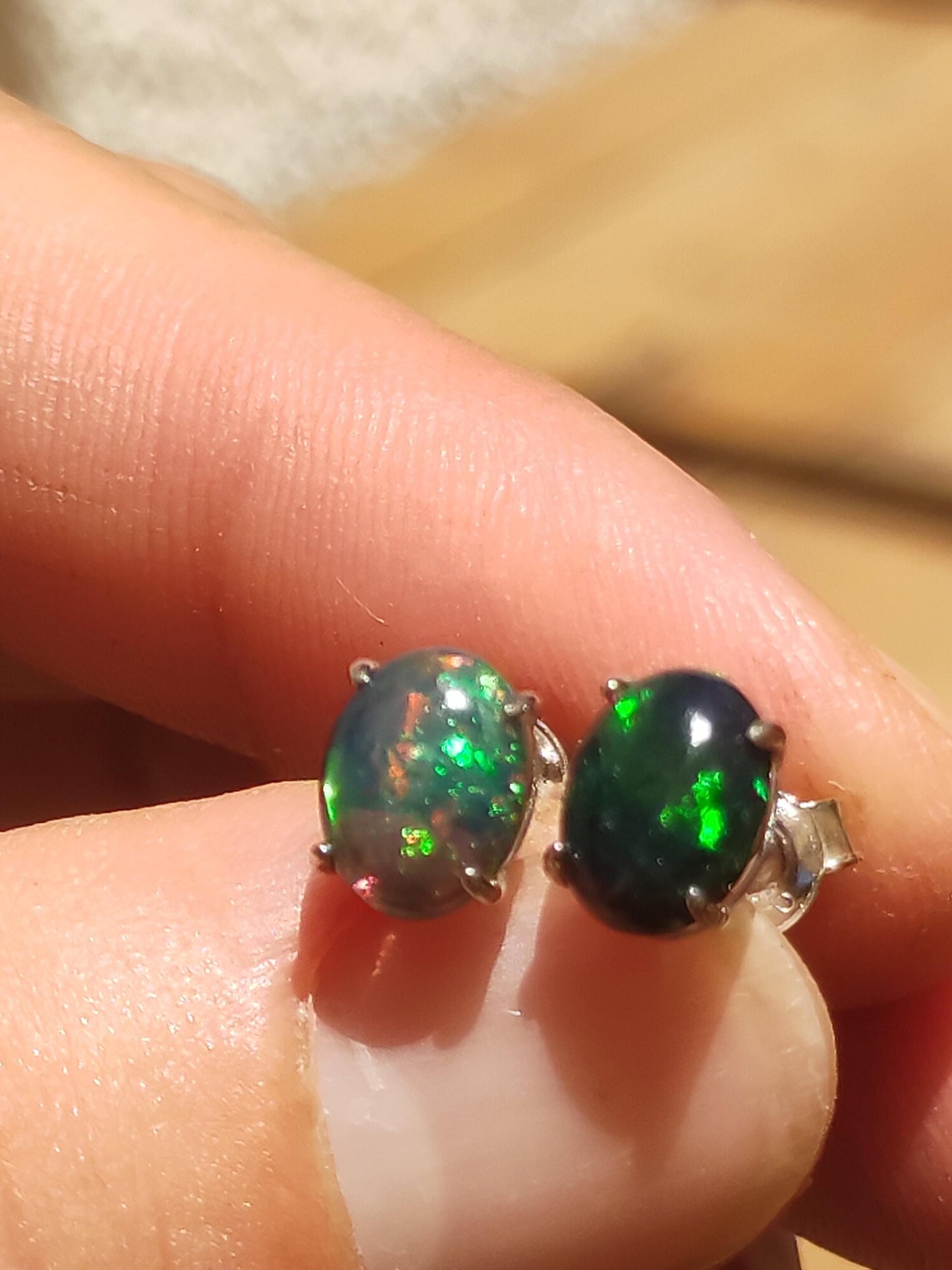 Ethiopian Black Opal AAA - 925 Sterling Silver Colorful Stud Earrings Gemstone Healing Stone Energy Woman Gift Jewelry Precious Rarity