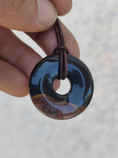 Achat black schwarz 30mm - Edelstein Donut Kette Mann Frau Vater Mutter Tochter Freund Heilstein Glück Schmuck Hippie Natur Rarität Geschenk