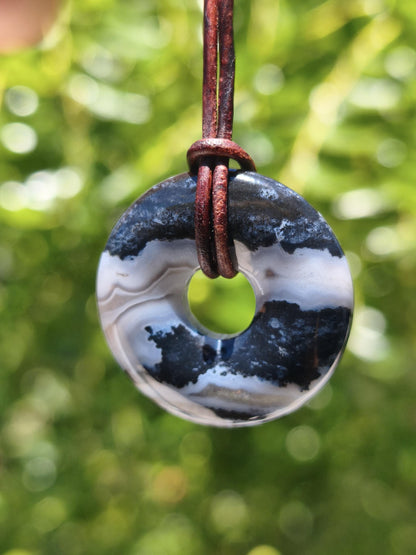 Achat black schwarz 30mm - Edelstein Donut Kette Mann Frau Vater Mutter Tochter Freund Heilstein Glück Schmuck Hippie Natur Rarität Geschenk
