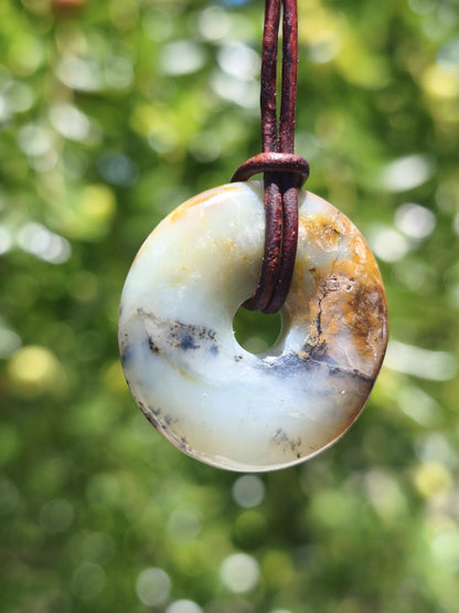 Opal Andenopal blau ~ Edelstein Kette HIPPIE GOA Boho Ethno Nature Donut Schutzsymbol Heilstein Matrix Sammler Mineral Rarität Mann Frau