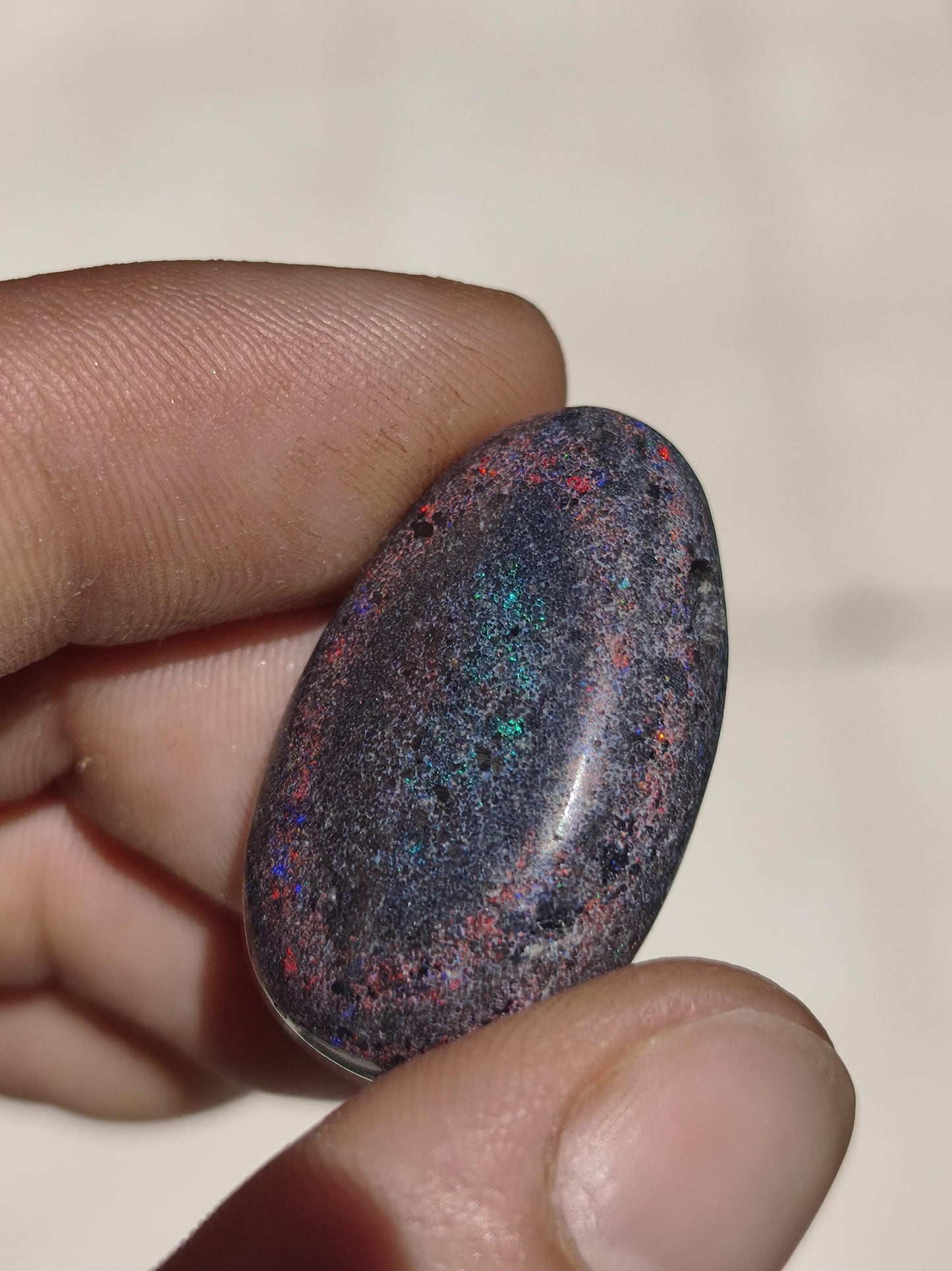 Black Opal - Edelstein Kette bunt funkelnd Rarität Natur Heilstein Energie Chakra Kristall Anhänger Mann Frau Kind Vater Geschenk Er Sie