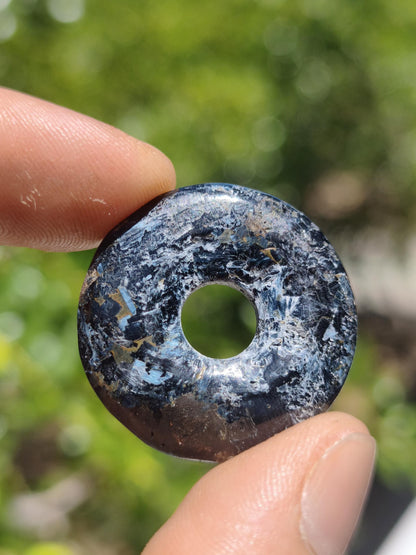 Pietersite blau - Edelstein Donut Kette Rarität selten Schutzsymbol Heilstein Kristall HIPPIE Boho Tibet Ethno Mann Frau Geschenk Er Sie