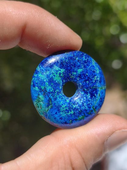 Azurit - Malachit - Chrysocoll blau grün ~ Edelstein Kette HIPPIE GOA Boho Tibet Ethno Nature Donut Schutzsymbol Heilstein Sammler Mann Frau