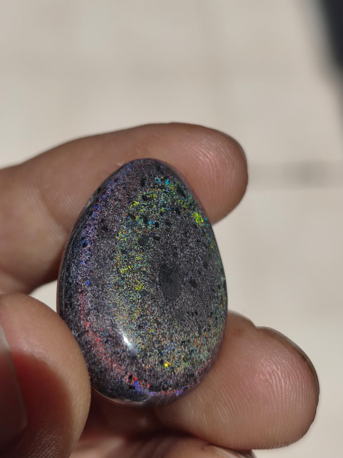 Black Opal - Edelstein Kette bunt funkelnd Rarität Natur Heilstein Energie Chakra Kristall Anhänger Mann Frau Kind Vater Geschenk Er Sie
