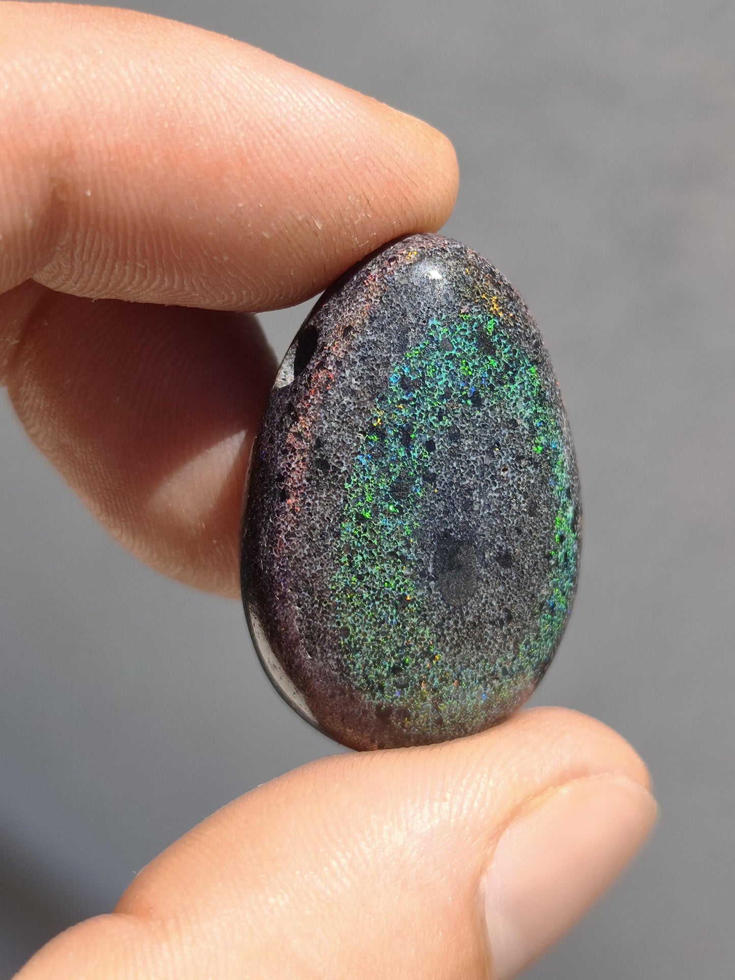 Black Opal - Edelstein Kette bunt funkelnd Rarität Natur Heilstein Energie Chakra Kristall Anhänger Mann Frau Kind Vater Geschenk Er Sie